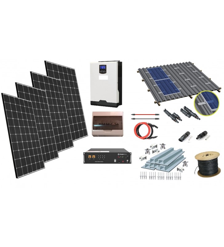 Achievable Hysterical heal 24V LiFePO Sistem Fotovoltaic / Instalatie fotovoltaica cu tehnologie Litiu  1kW - 2,8kWh